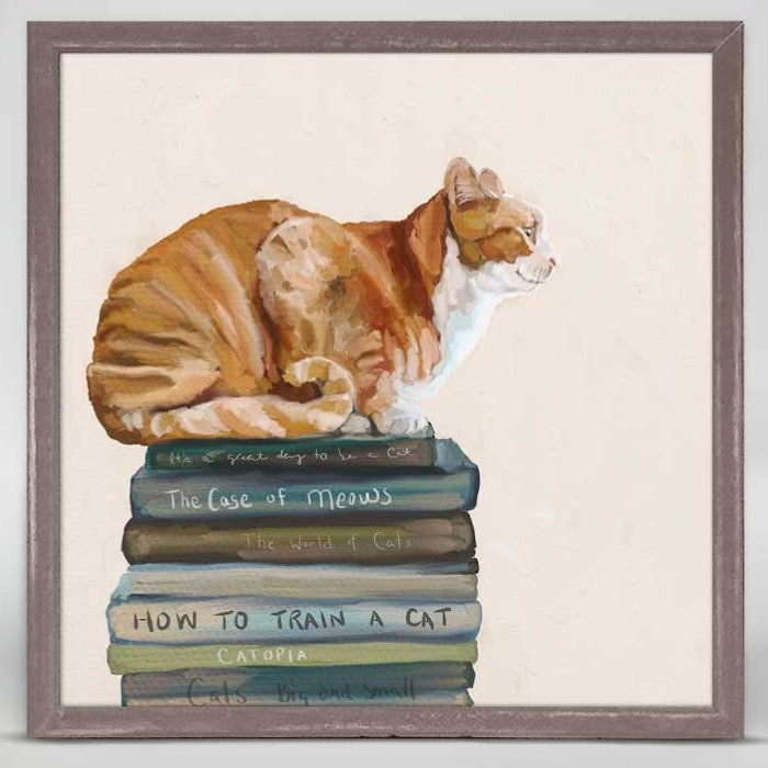 Cat On Books 1 by Cathy Walters Mini Framed Canvas
