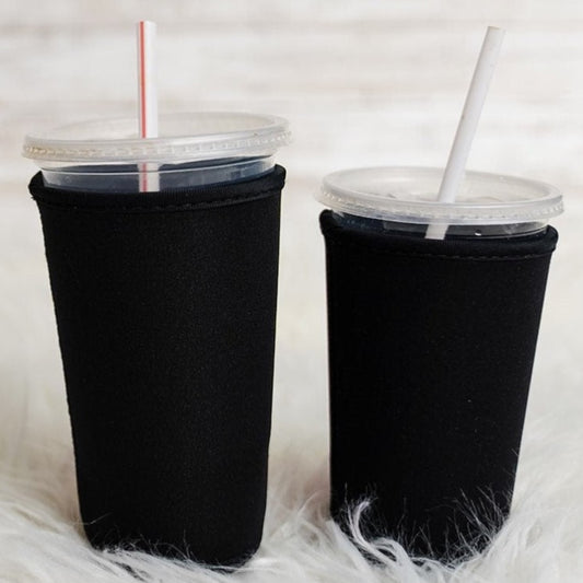 Iced Coffee cup coozie - Reusable, durable sleeve - Solid Black